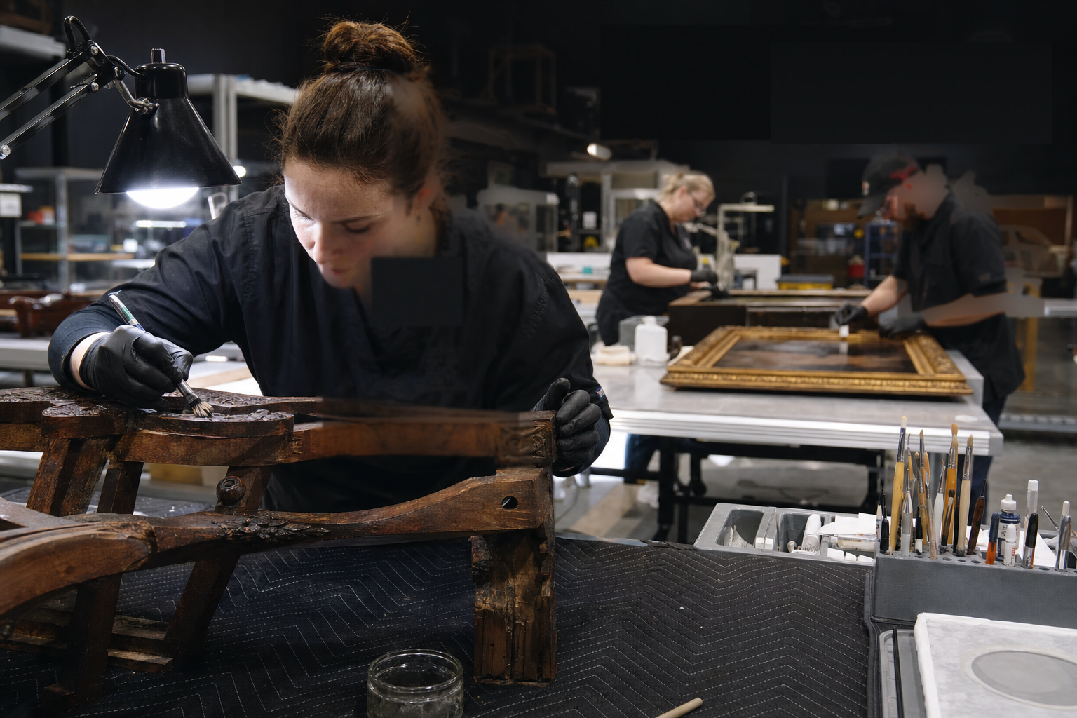 Specialists carefully cleaning and restoring personal belongings after disaster